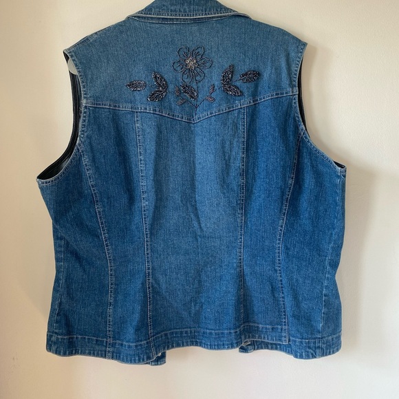 FlashBack Vintage Blue Denim Beaded Vest - Picture 6 of 10